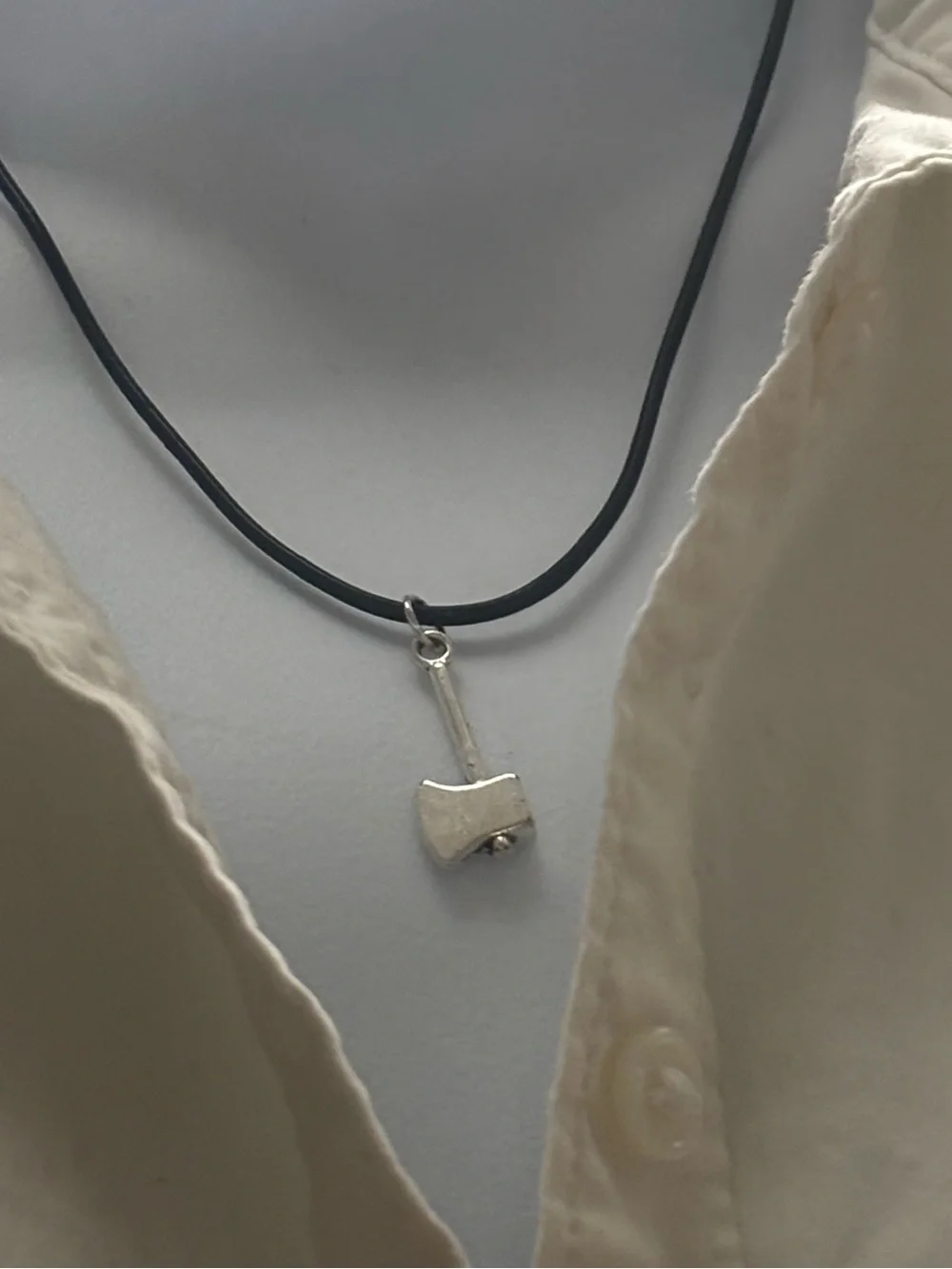 (3 for $10) Black Cord Necklace with Silver Axe Pendant